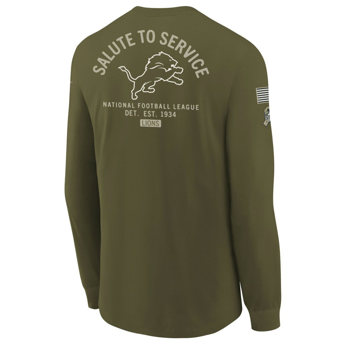 Detroit Lions Youth 2025 Salute to Service Sideline Long Sleeve T-Shirt - Olive T-shirts