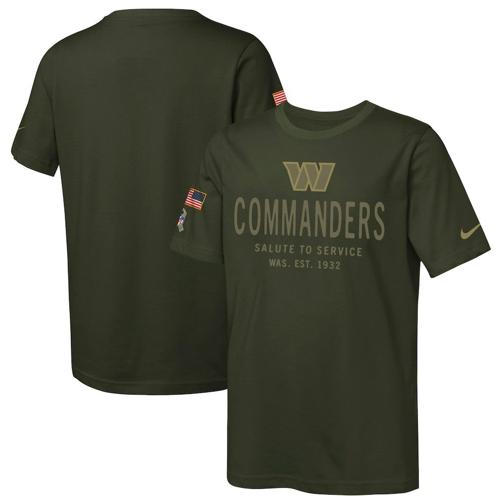 Washington Commanders Youth 2025 Salute to Service Sideline Dri-FIT T-Shirt - Olive T-shirts
