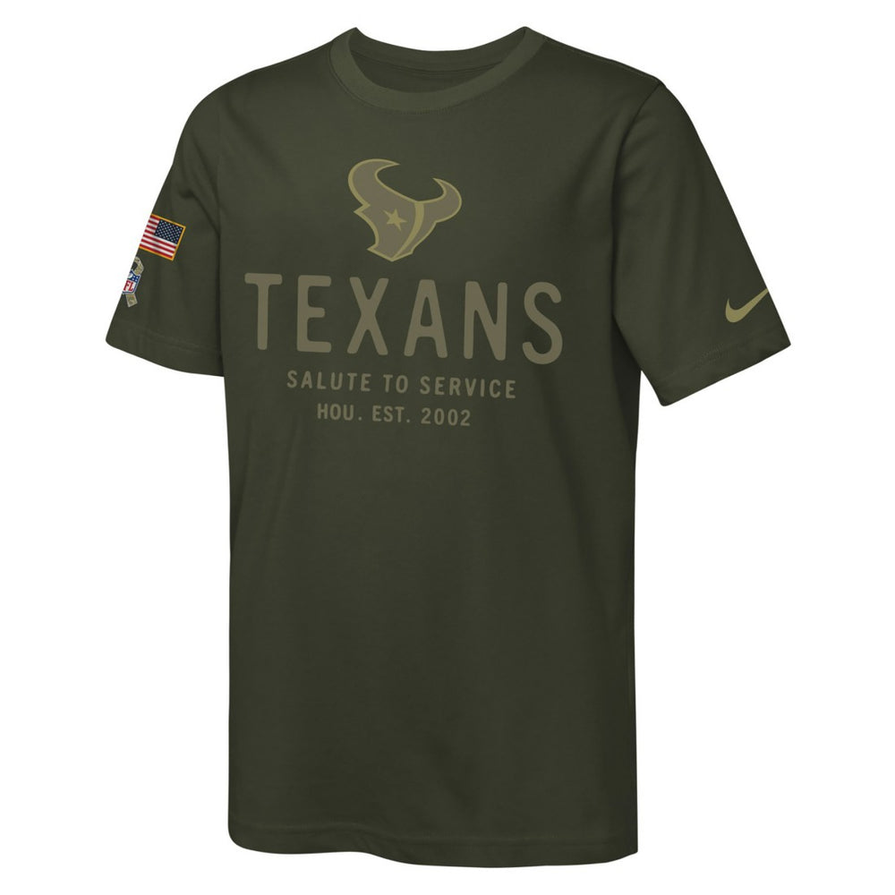 Houston Texans Youth 2025 Salute to Service Sideline Dri-FIT T-Shirt - Olive T-shirts