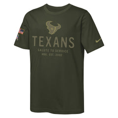 Houston Texans Youth 2025 Salute to Service Sideline Dri-FIT T-Shirt - Olive T-shirts