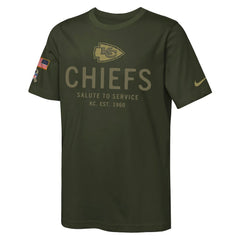 Kansas City Chiefs Youth 2025 Salute to Service Sideline Dri-FIT T-Shirt - Olive T-shirts