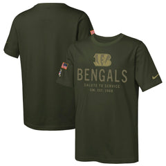 Cincinnati Bengals Youth 2025 Salute to Service Sideline Dri-FIT T-Shirt - Olive T-shirts
