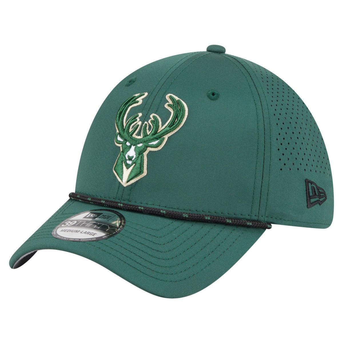 Milwaukee Bucks Featherweight Poly Rope Flex 39Thirty Hat Hunter Green - New Era