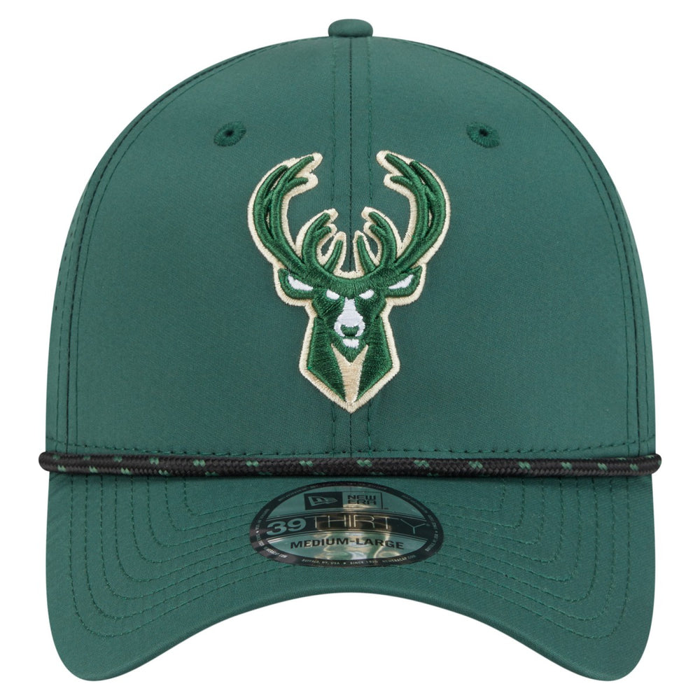 Milwaukee Bucks Featherweight Poly Rope Flex 39Thirty Hat Hunter Green - New Era