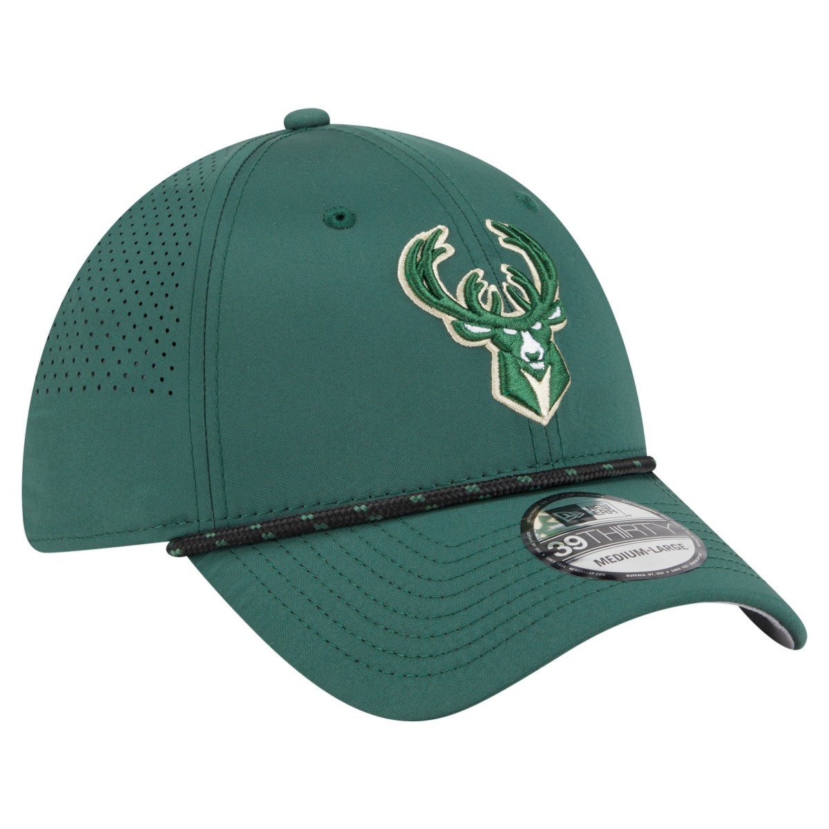 Milwaukee Bucks Featherweight Poly Rope Flex 39Thirty Hat Hunter Green - New Era