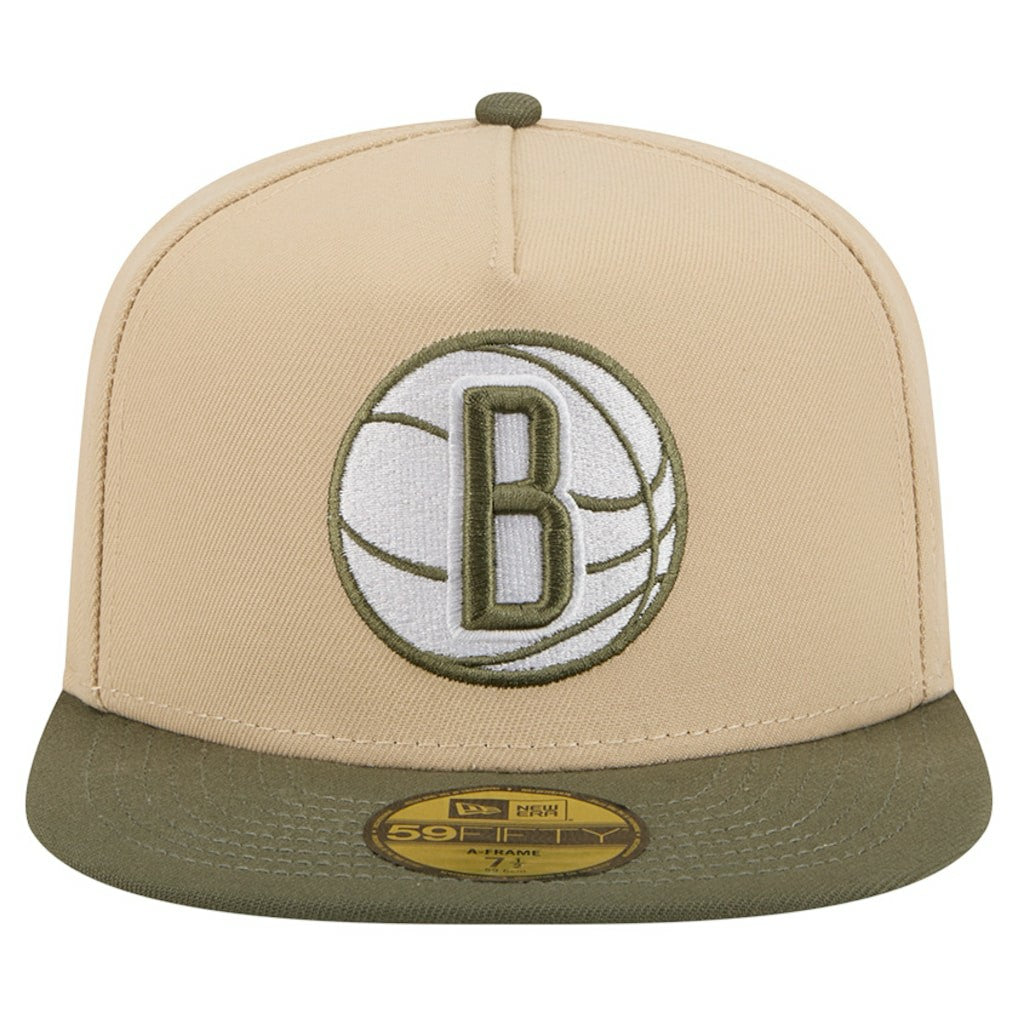 Brooklyn Nets Color Pack Two-Tone 59FIFTY A-Frame Fitted Hat Tan - New Era