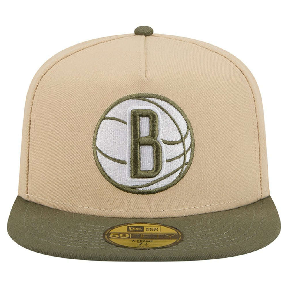 Brooklyn Nets Color Pack Two-Tone 59FIFTY A-Frame Fitted Hat Tan - New Era