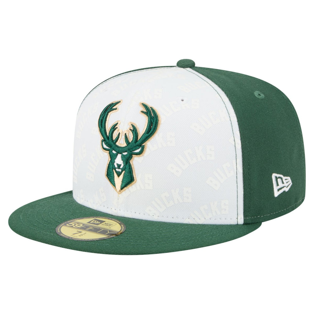 Milwaukee Bucks Repeat 59Fifty Fitted Hat White/Hunter Green - New Era