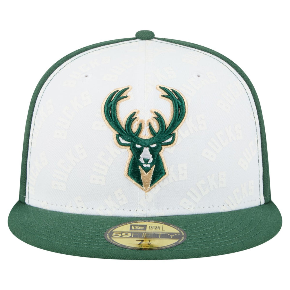 Milwaukee Bucks Repeat 59Fifty Fitted Hat White/Hunter Green - New Era