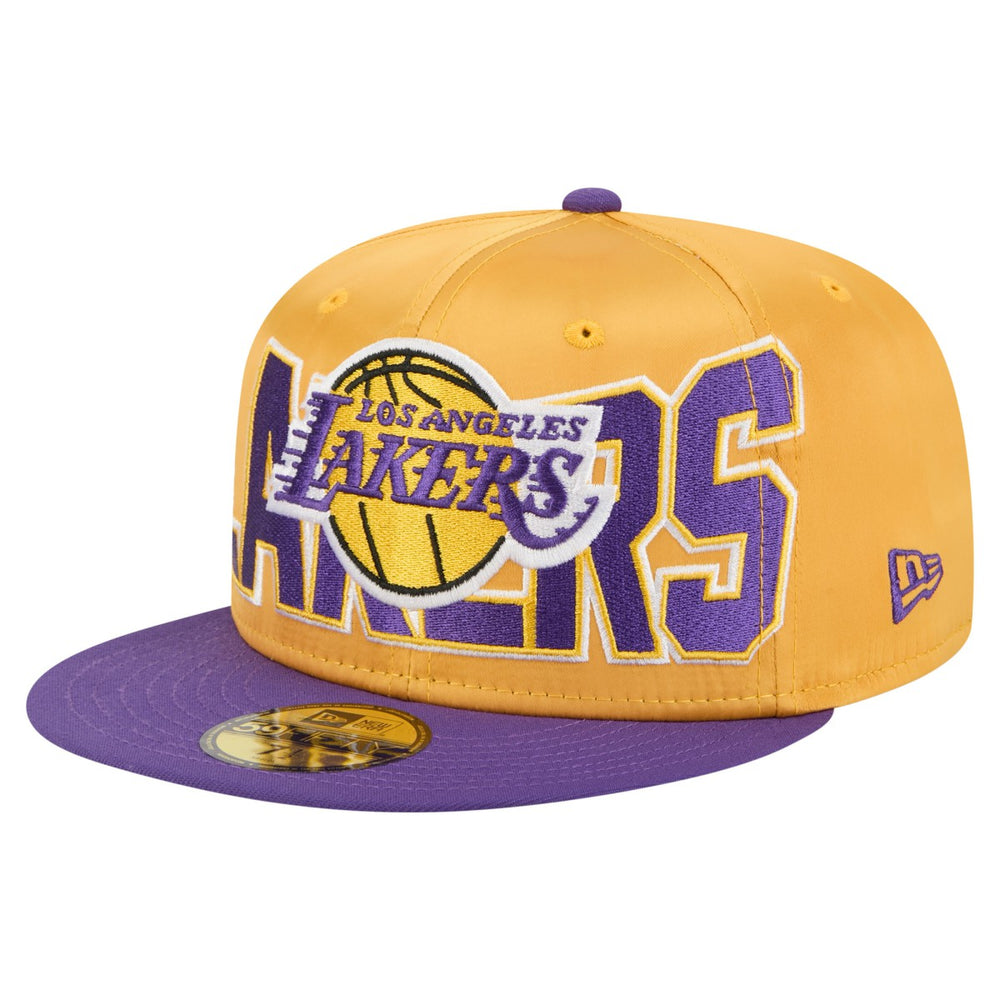 Los Angeles Lakers Satin Two-Tone 59FIFTY Fitted Hat Gold/Purple - New Era