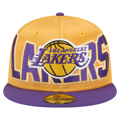 Los Angeles Lakers Satin Two-Tone 59FIFTY Fitted Hat Gold/Purple - New Era