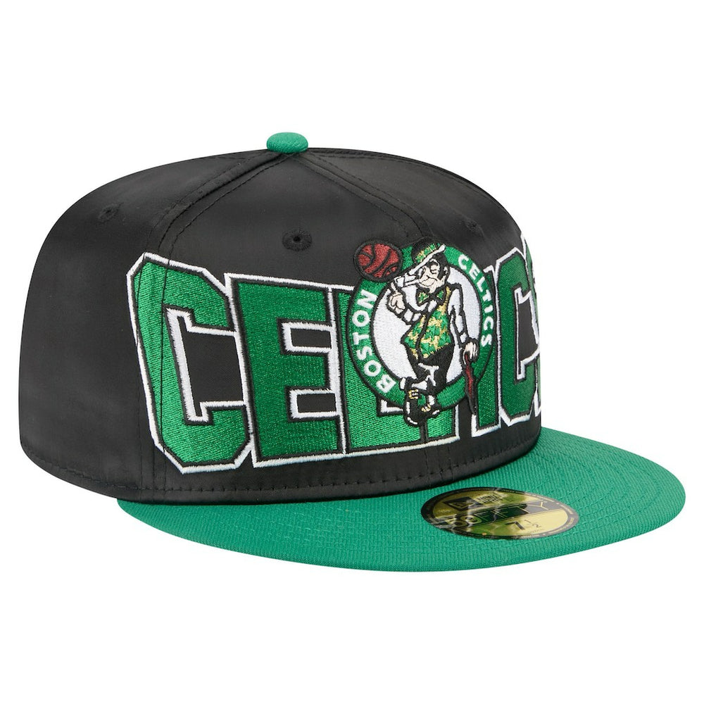 Boston Celtics Satin Two-Tone 59FIFTY Fitted Hat Black/Kelly Green - New Era