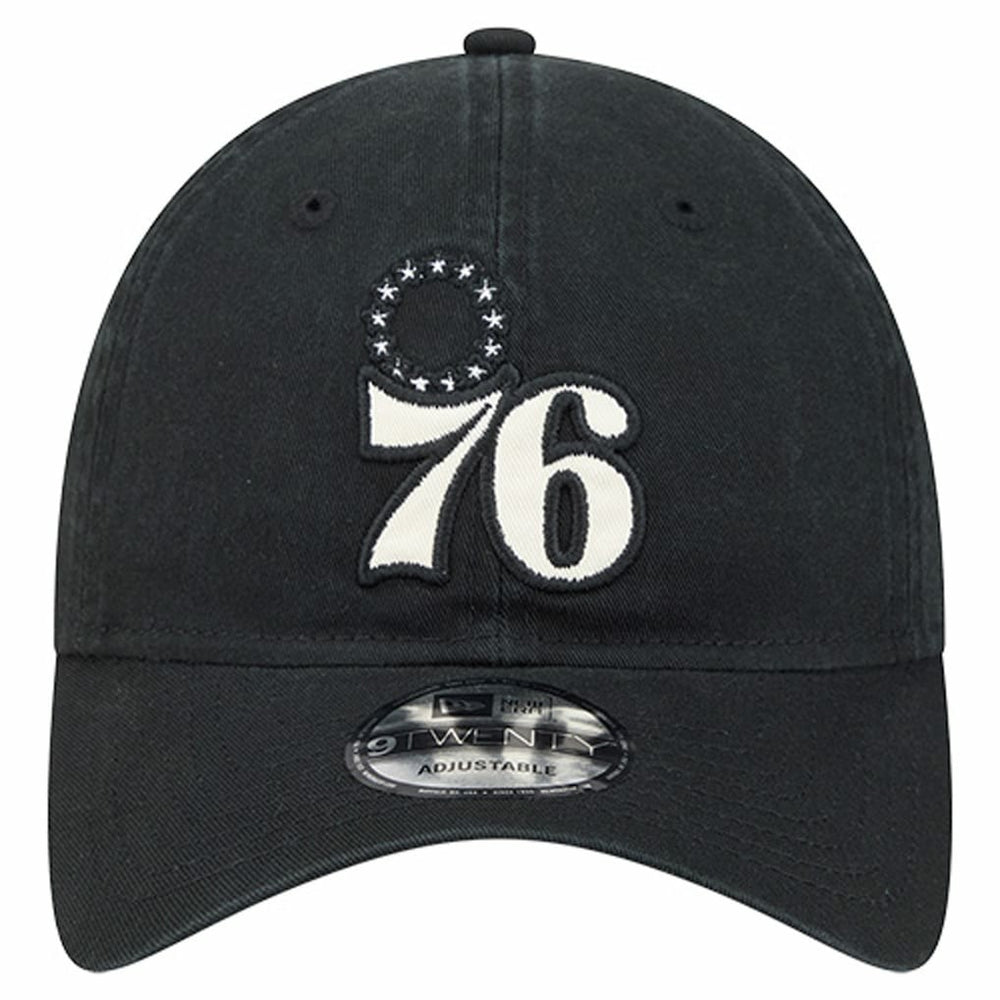 Philadelphia 76ers Stamp Fabric Applique 9TWENTY Adjustable Hat Black - New Era