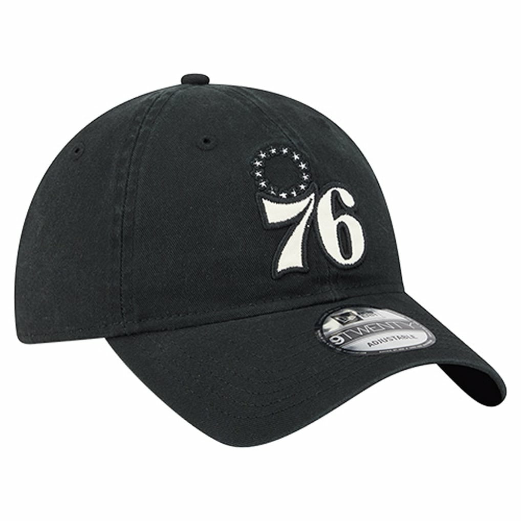 Philadelphia 76ers Stamp Fabric Applique 9TWENTY Adjustable Hat Black - New Era