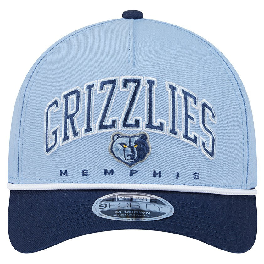 Memphis Grizzlies Bold Arch COOLERA 9FORTY A-Frame M-Crown Adjustable Hat Light Blue - New Era