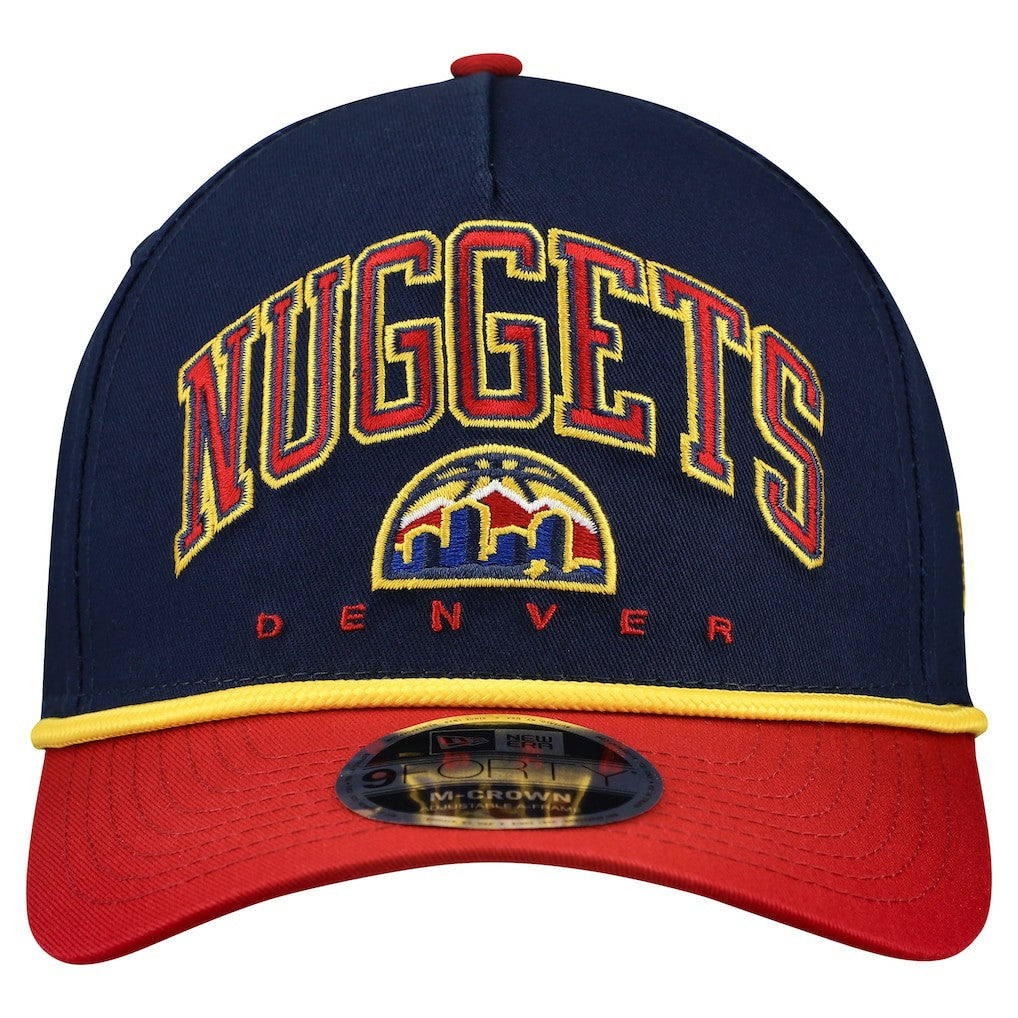 Denver Nuggets Bold Arch COOLERA 9FORTY A-Frame M-Crown Adjustable Hat Navy - New Era