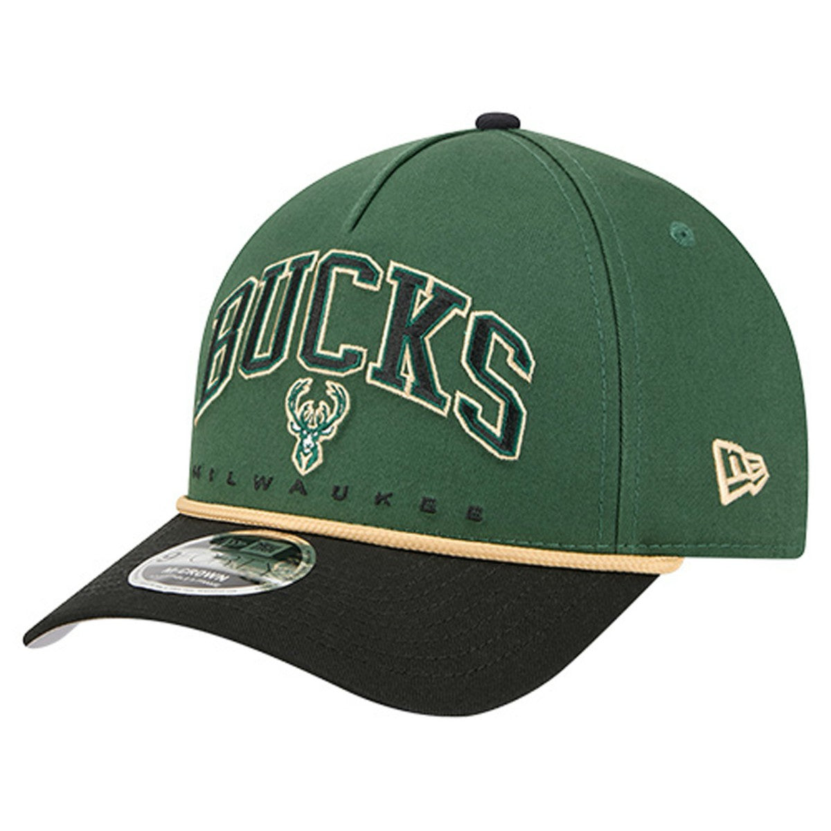 Milwaukee Bucks Bold Arch COOLERA 9FORTY A-Frame M-Crown Adjustable Hat Hunter Green - New Era