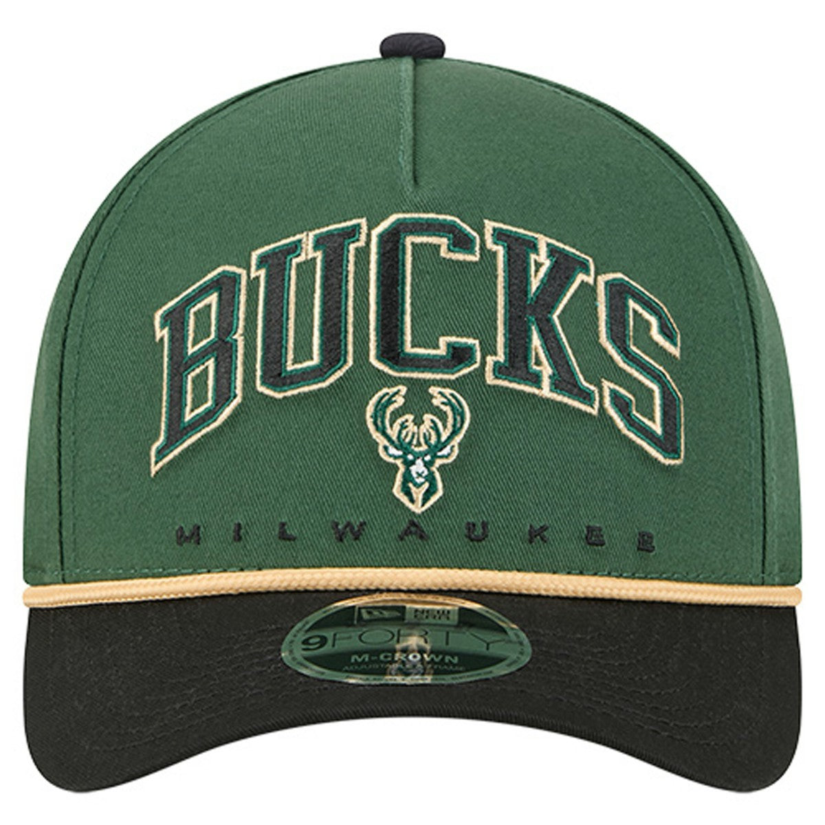 Milwaukee Bucks Bold Arch COOLERA 9FORTY A-Frame M-Crown Adjustable Hat Hunter Green - New Era