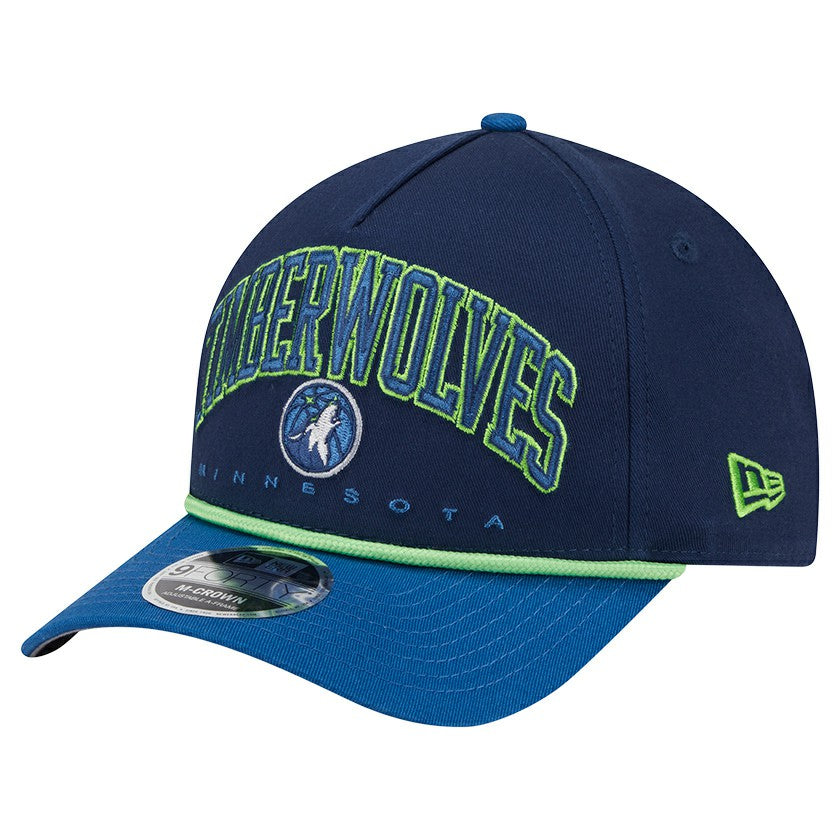 Minnesota Timberwolves Bold Arch COOLERA 9FORTY A-Frame M-Crown Adjustable Hat Navy - New Era