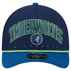 Minnesota Timberwolves Bold Arch COOLERA 9FORTY A-Frame M-Crown Adjustable Hat Navy - New Era
