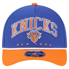 New York Knicks Bold Arch COOLERA 9FORTY A-Frame M-Crown Adjustable Hat Blue - New Era