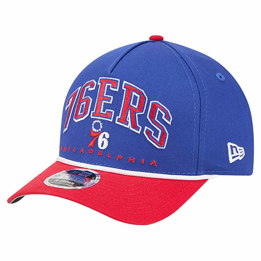 Philadelphia 76ers Bold Arch COOLERA 9FORTY A-Frame M-Crown Adjustable Hat Royal - New Era
