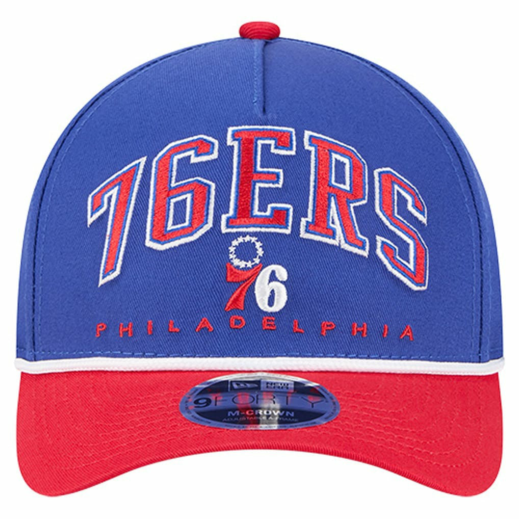 Philadelphia 76ers Bold Arch COOLERA 9FORTY A-Frame M-Crown Adjustable Hat Royal - New Era