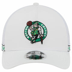 Boston Celtics Featherweight Team Tape 9FORTY M-Crown A-Frame Adjustable Hat White - New Era