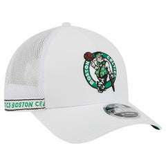 Boston Celtics Featherweight Team Tape 9FORTY M-Crown A-Frame Adjustable Hat White - New Era