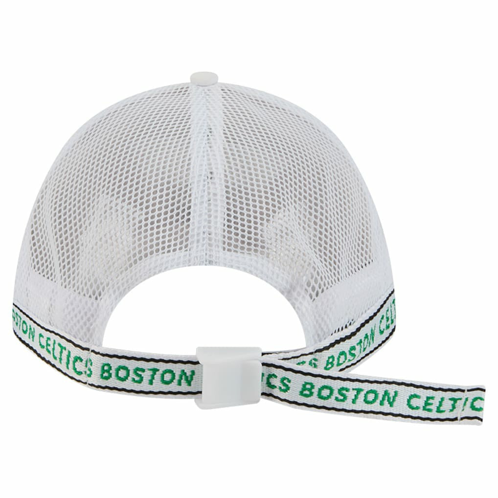 Boston Celtics Featherweight Team Tape 9FORTY M-Crown A-Frame Adjustable Hat White - New Era