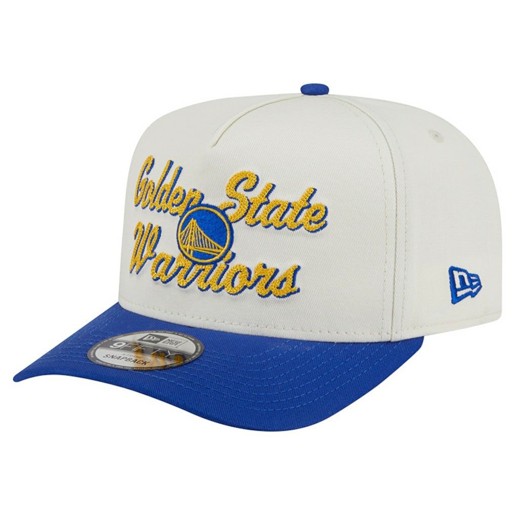 Golden State Warriors Chainstitch 9FIFTY A-Frame Snapback Hat Cream/Royal - New Era
