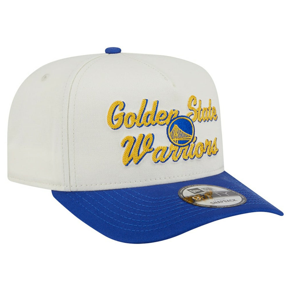 Golden State Warriors Chainstitch 9FIFTY A-Frame Snapback Hat Cream/Royal - New Era
