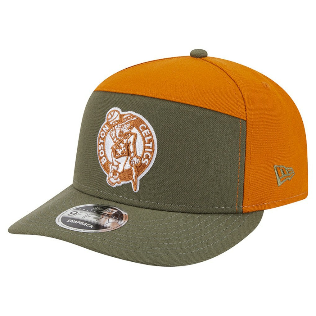 Boston Celtics Two-Tone Color Pack Split Panel 9FIFTY Adjustable Hat Olive/Burnt Orange - New Era