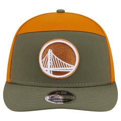 Golden State Warriors Two-Tone Color Pack Split Panel 9FIFTY Adjustable Hat Olive/Burnt Orange - New Era