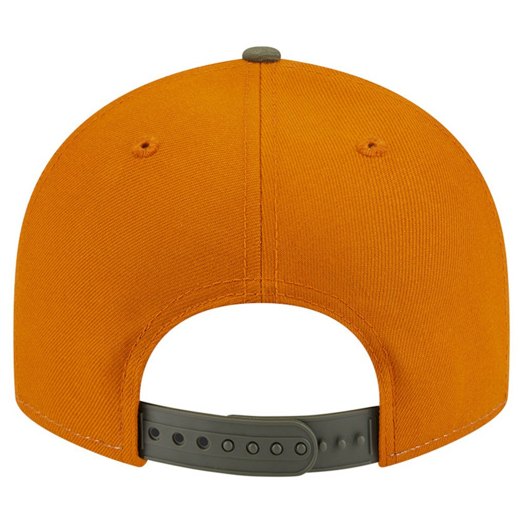 Golden State Warriors Two-Tone Color Pack Split Panel 9FIFTY Adjustable Hat Olive/Burnt Orange - New Era