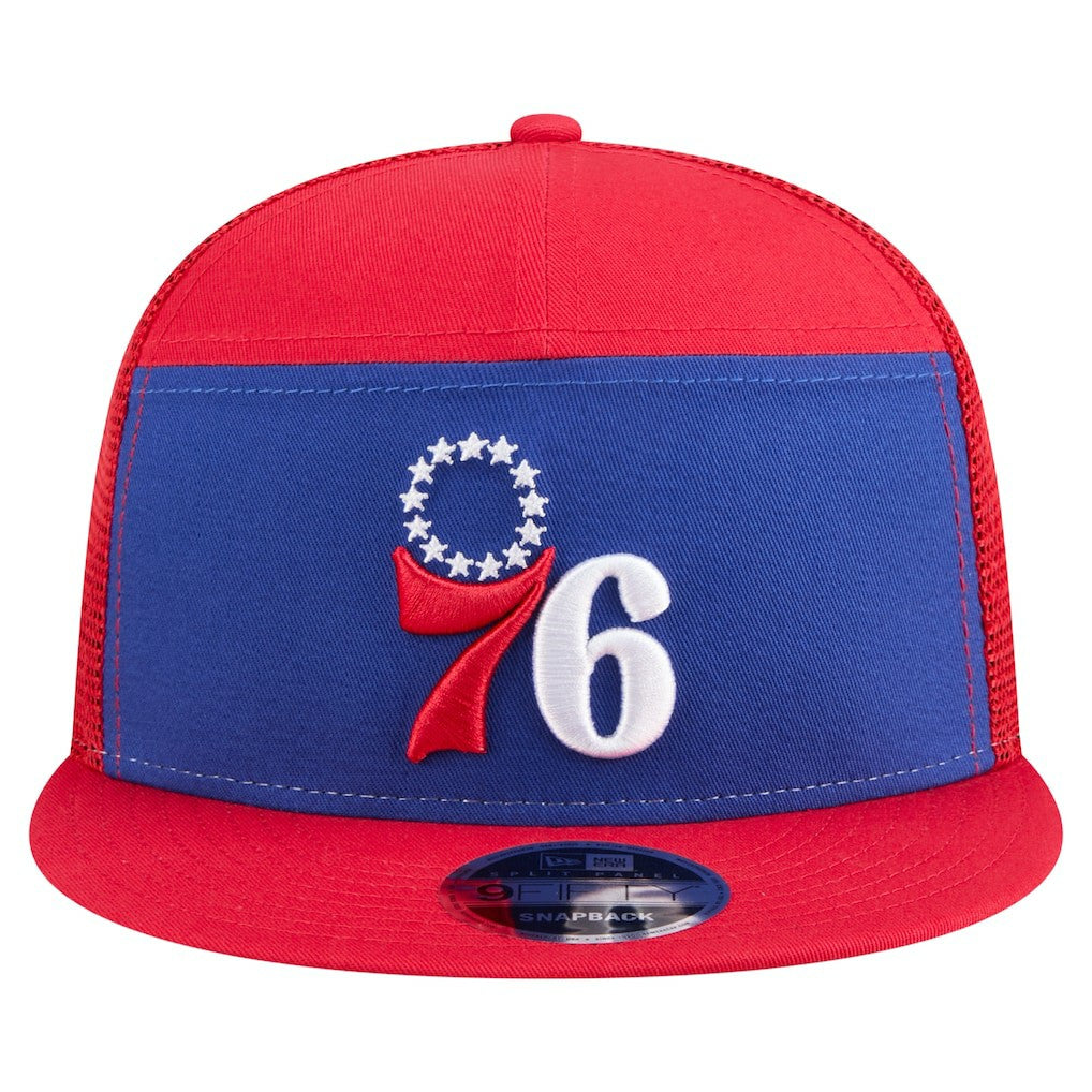 Philadelphia 76ers Outdoor Split Panel 9FIFTY Snapback Hat Royal/Red - New Era