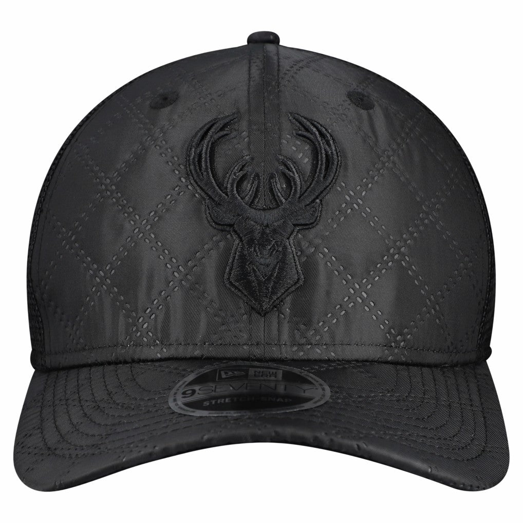Milwaukee Bucks Quilted 9SEVENTY Trucker Adjustable Hat Black - New Era