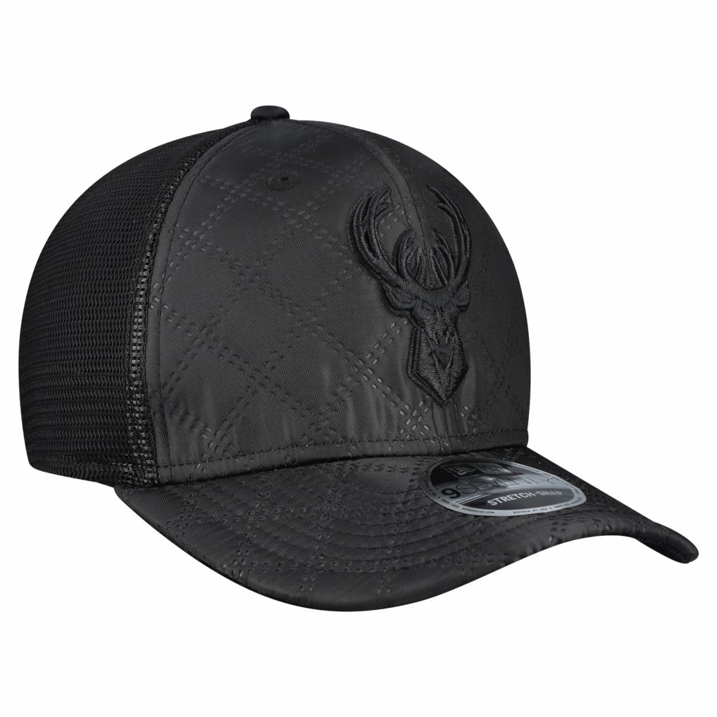 Milwaukee Bucks Quilted 9SEVENTY Trucker Adjustable Hat Black - New Era