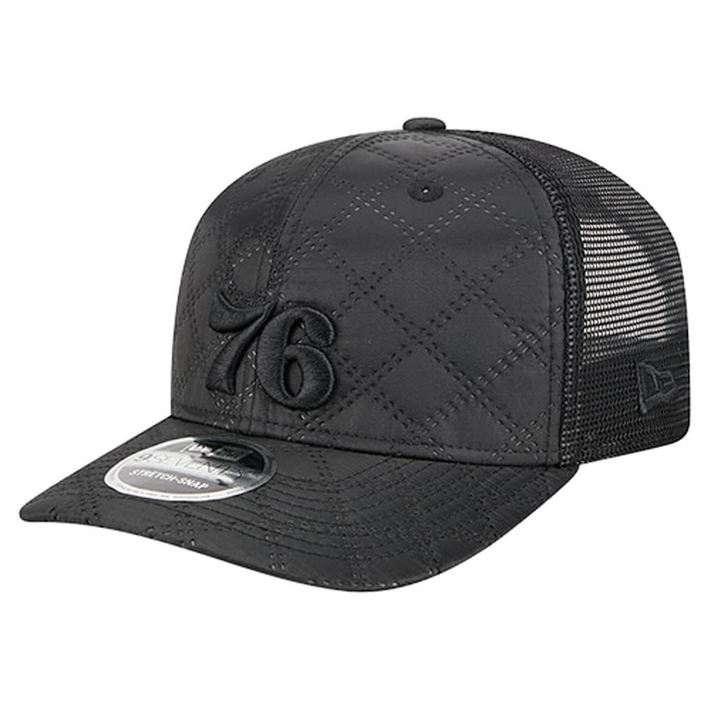 Philadelphia 76ers Quilted 9SEVENTY Trucker Adjustable Hat Black - New Era outlet