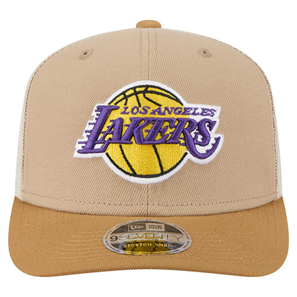 Los Angeles Lakers Two-Tone 9SEVENTY Adjustable Trucker Hat Tan/Light Brown - New Era