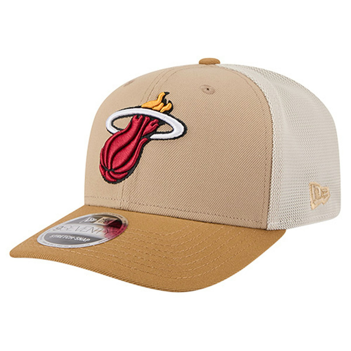 Miami Heat Two-Tone 9SEVENTY Adjustable Trucker Hat Tan/Light Brown - New Era