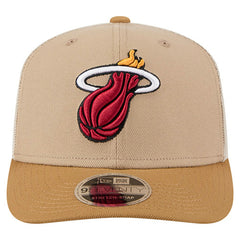 Miami Heat Two-Tone 9SEVENTY Adjustable Trucker Hat Tan/Light Brown - New Era