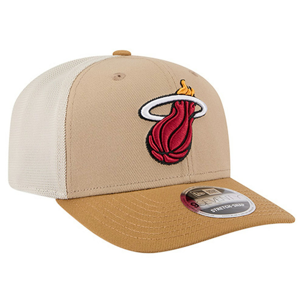 Miami Heat Two-Tone 9SEVENTY Adjustable Trucker Hat Tan/Light Brown - New Era