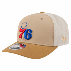 Philadelphia 76ers Two-Tone 9SEVENTY Adjustable Trucker Hat Tan/Light Brown - New Era