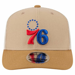 Philadelphia 76ers Two-Tone 9SEVENTY Adjustable Trucker Hat Tan/Light Brown - New Era