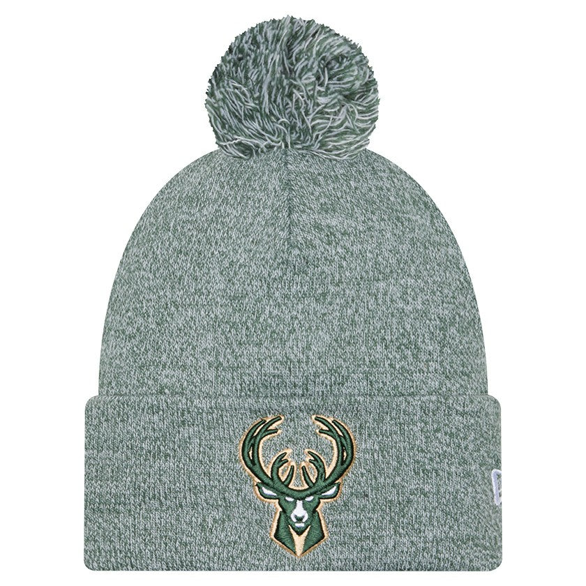 Milwaukee Bucks Marled Cuffed Knit Hat with Pom Hunter Green - New Era