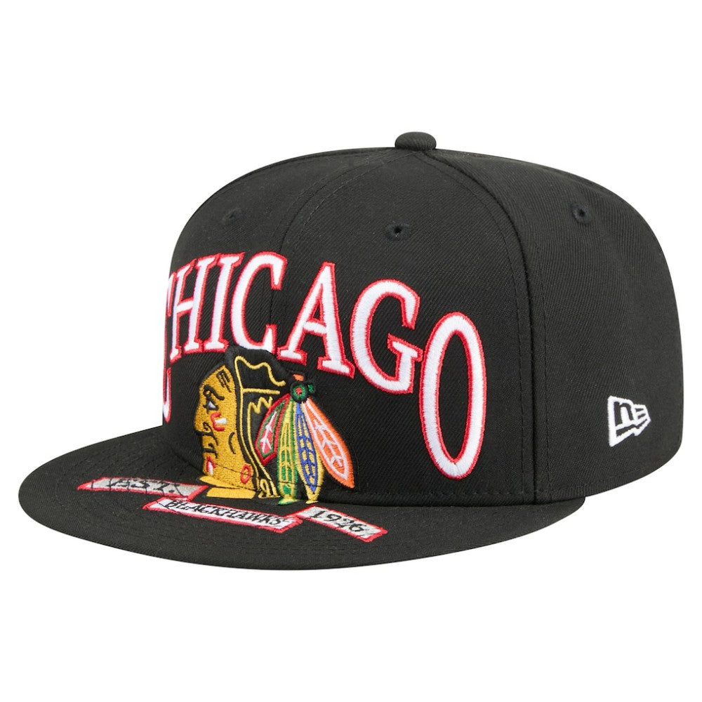 Chicago Blackhawks New Era Oversized Vintage Arch 59Fifty Fitted Hat - Black | US 202715404
