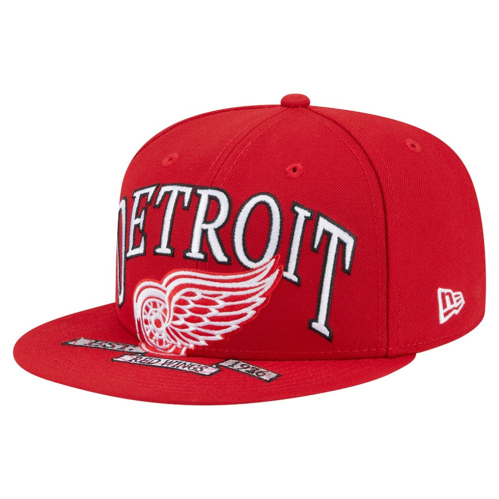 Detroit Red Wings New Era Oversized Vintage Arch 59Fifty Fitted Hat - Red | US 202715407