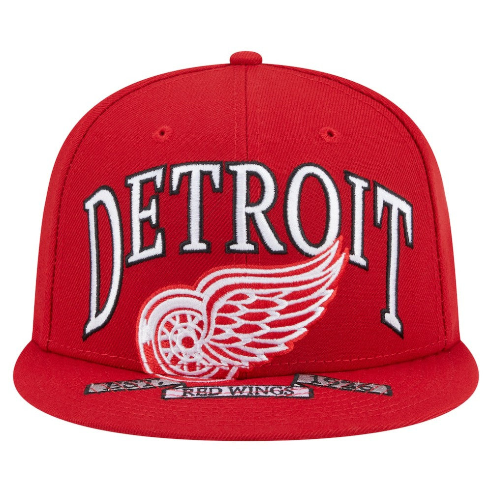 Detroit Red Wings New Era Oversized Vintage Arch 59Fifty Fitted Hat - Red | US 202715407