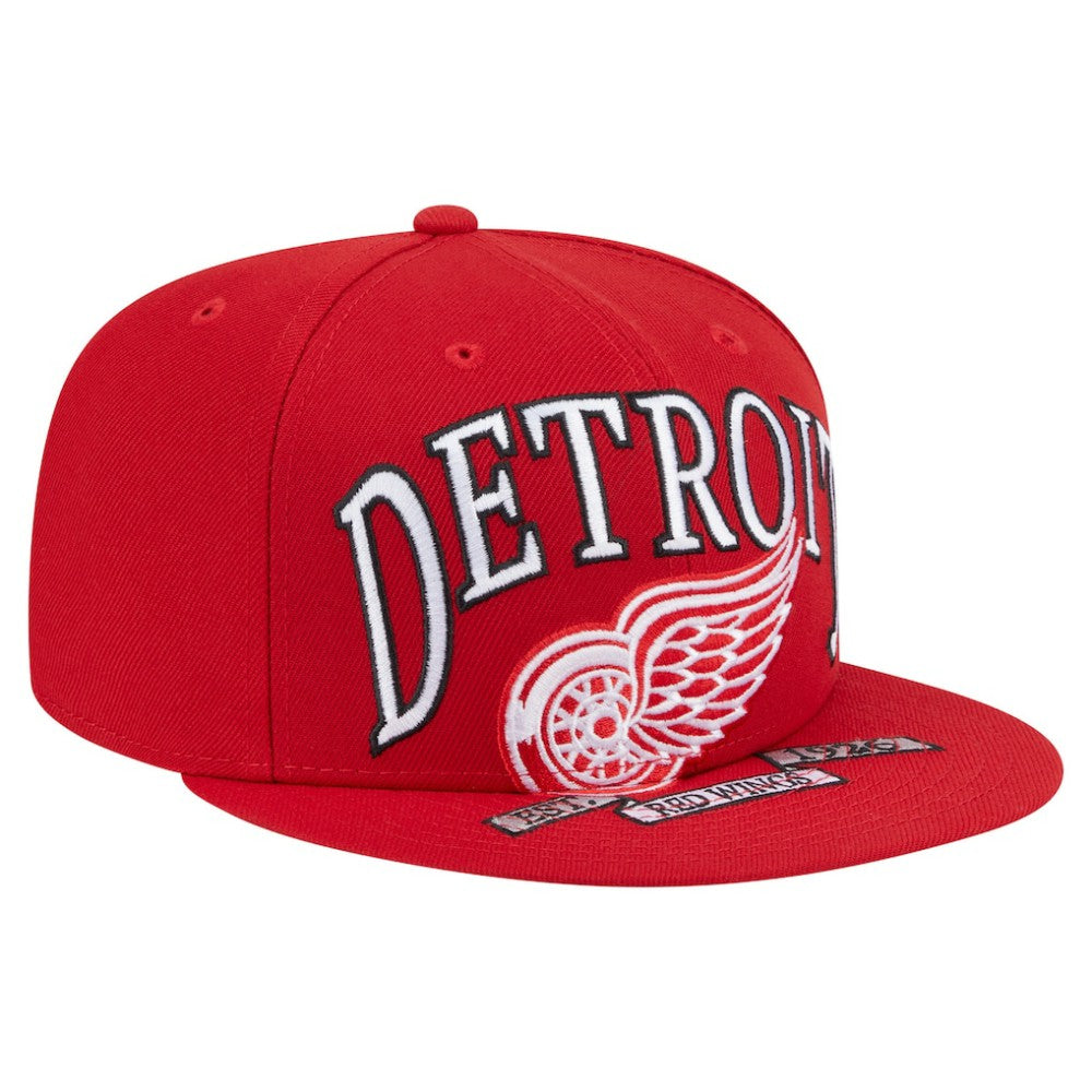 Detroit Red Wings New Era Oversized Vintage Arch 59Fifty Fitted Hat - Red | US 202715407
